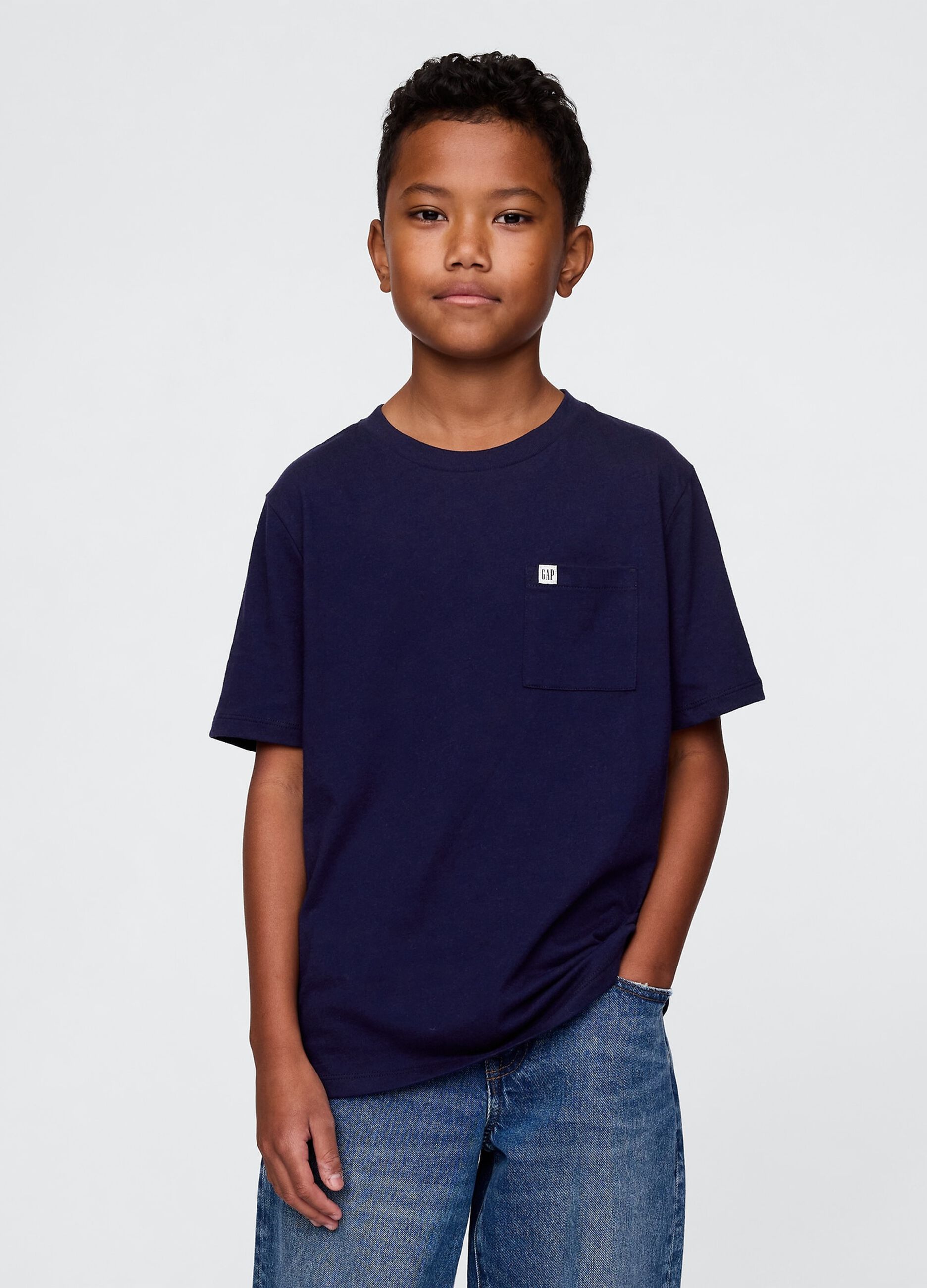Short Sleeve Blue Cotton T-Shirt GAP Kids