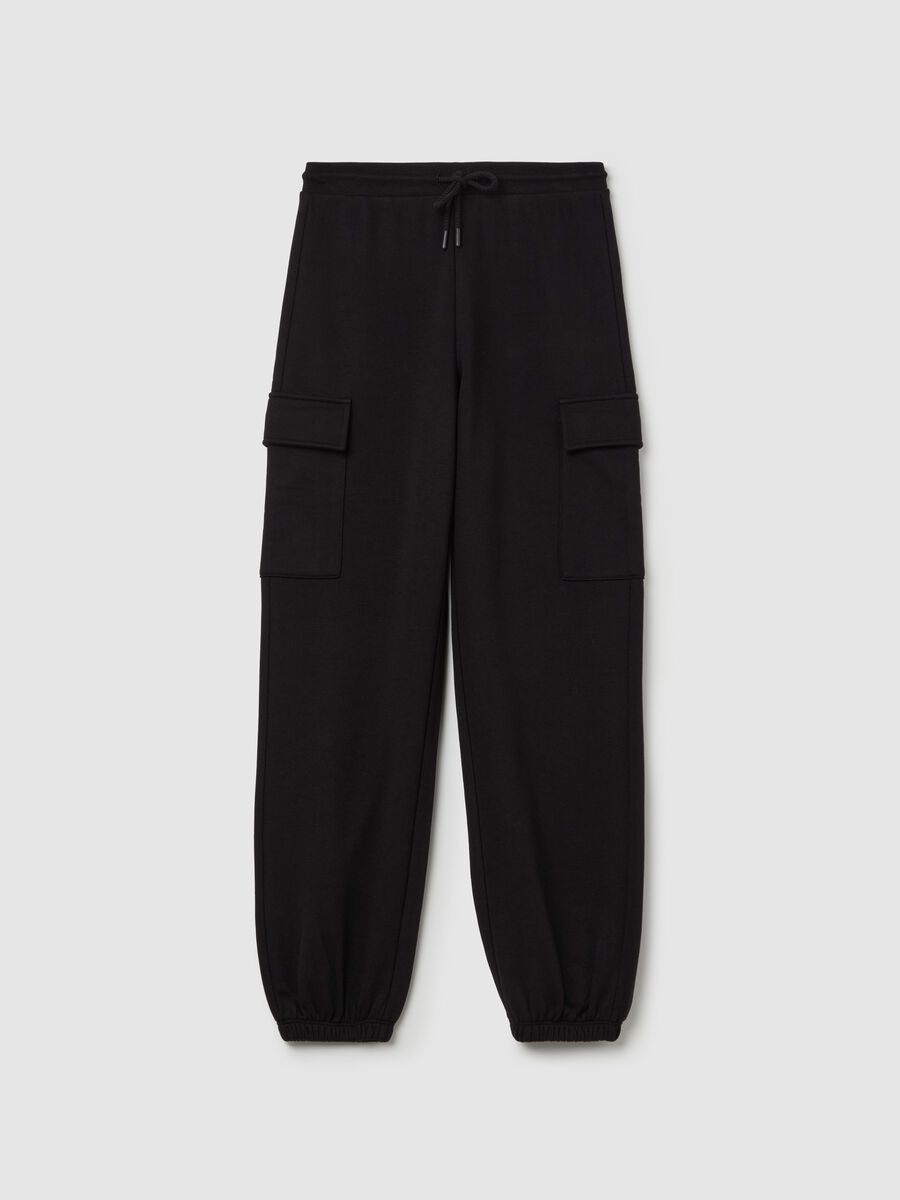 Cargo joggers in fleece with drawstring_4