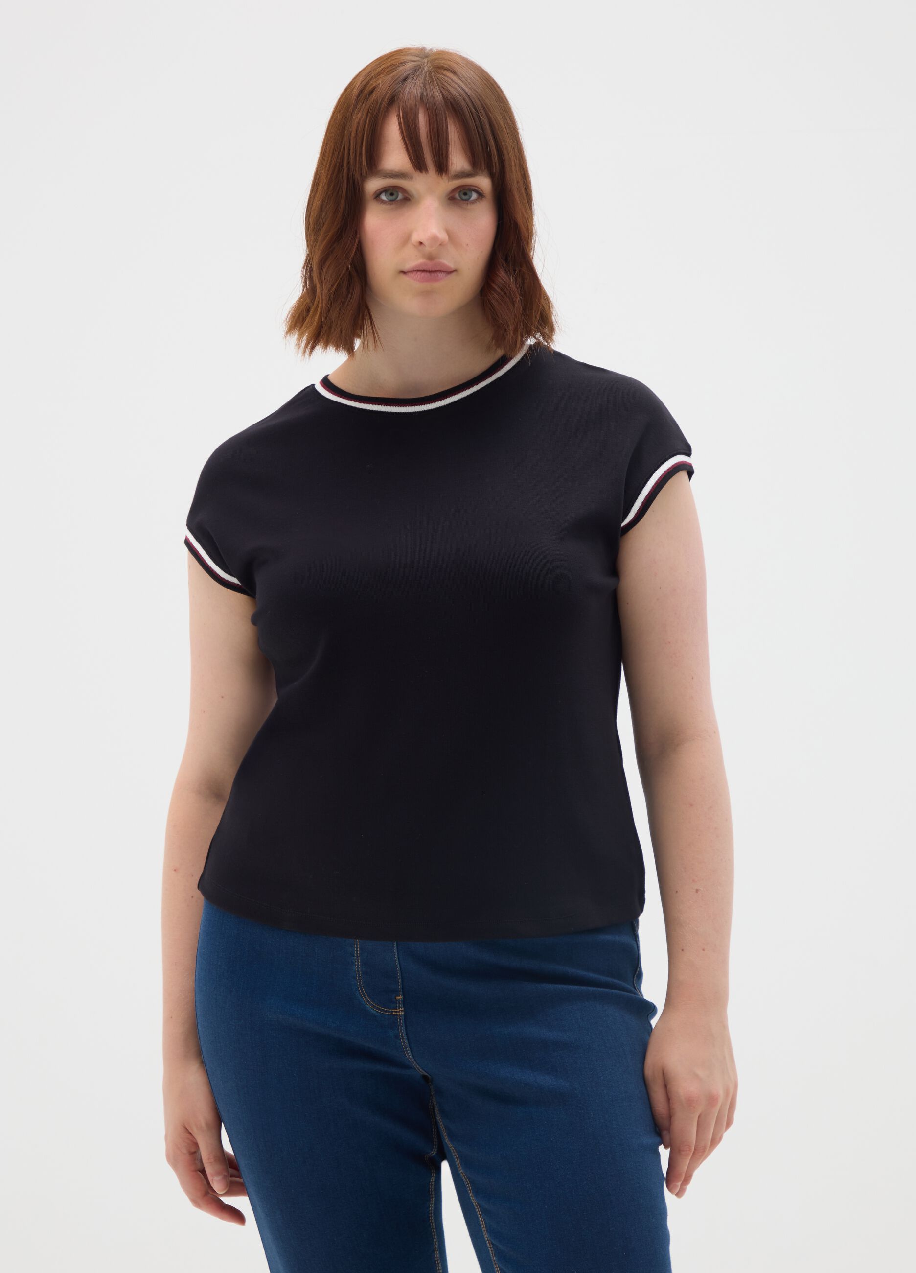 Black Stretch Short-Sleeve Top