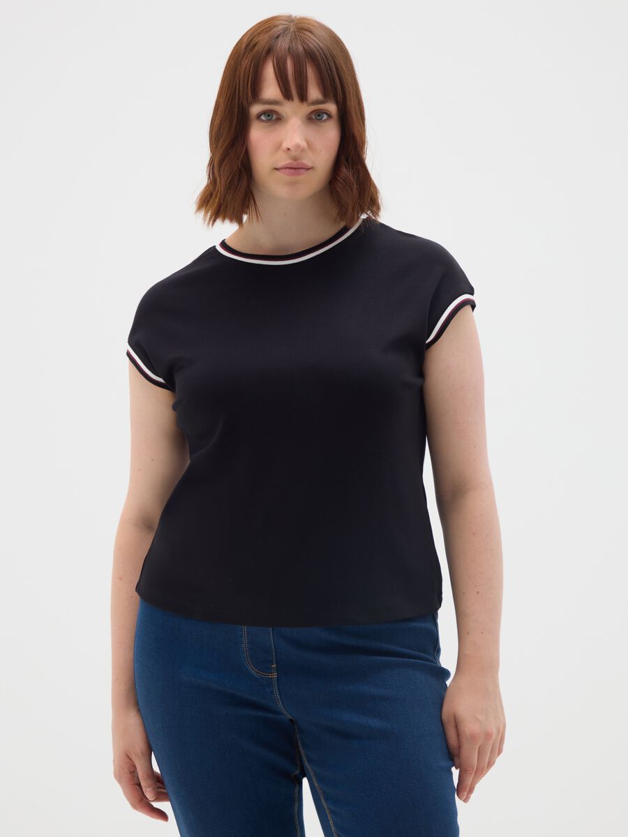 Black Stretch Short-Sleeve Top_0