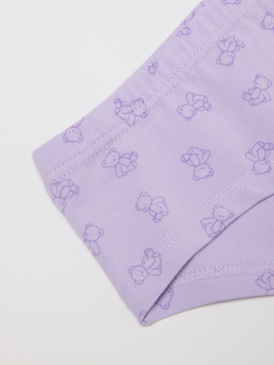 Mutandine in cotone elasticizzato multicolor da bambina con orsacchiotti_3