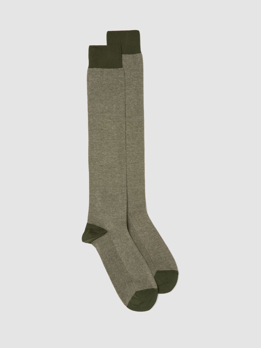 Men&rsquo;s Green Long Socks in Stretch Cotton_0
