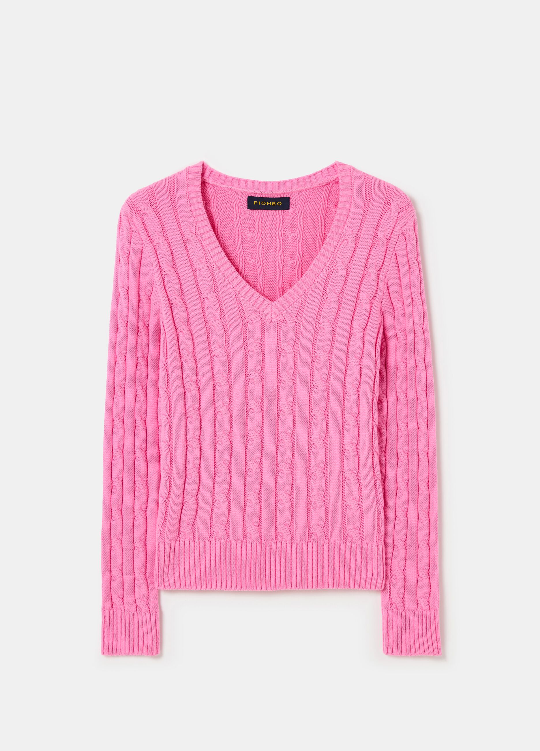 Pullover with V neck and cable-knit design