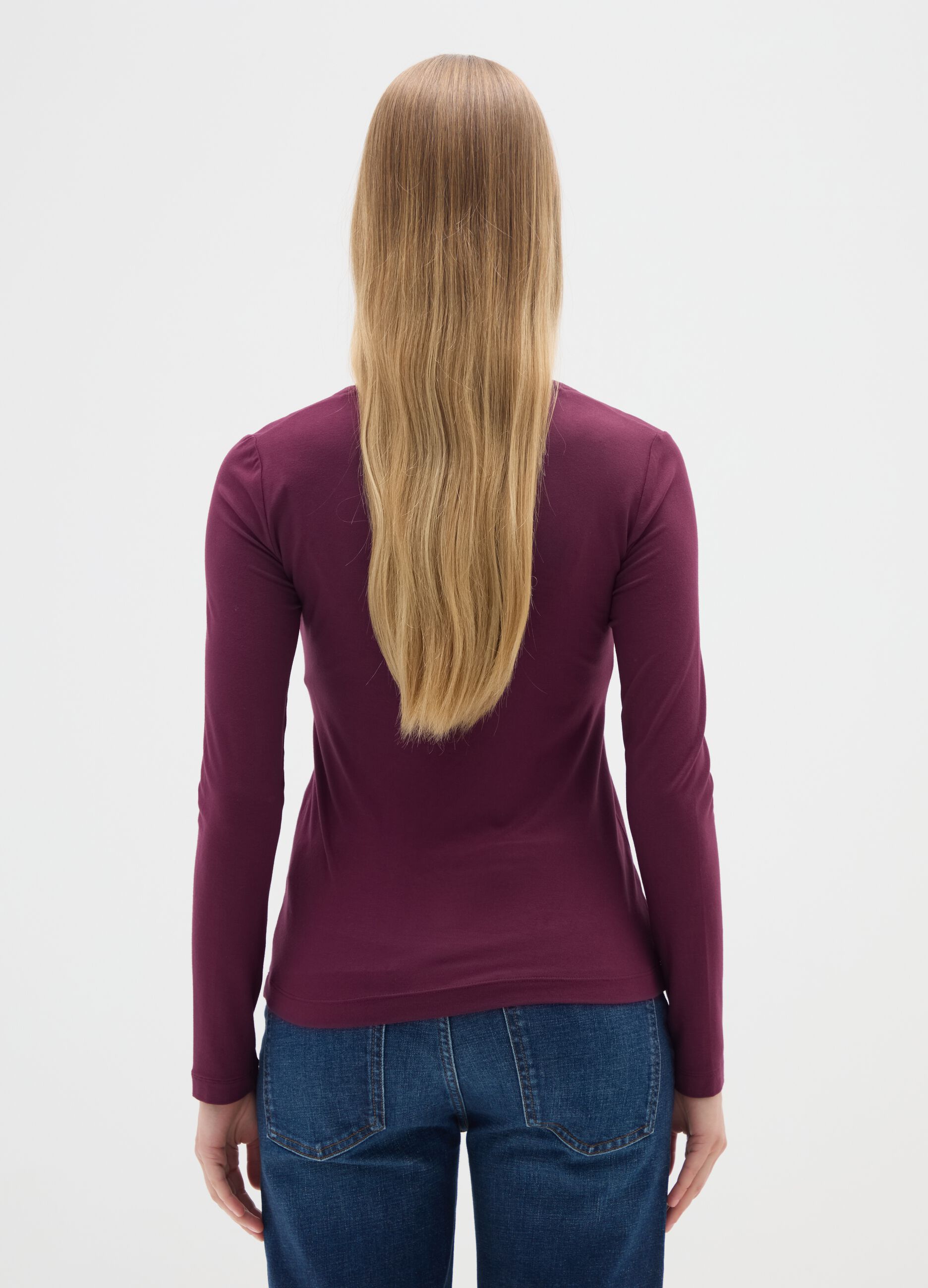 Purple Stretch Viscose Top Regular Fit