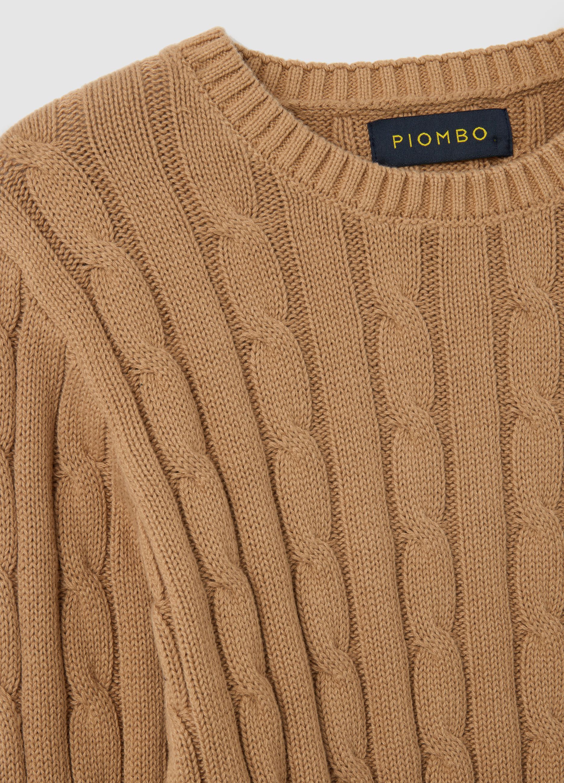 Beige pure cotton sweater, regular fit