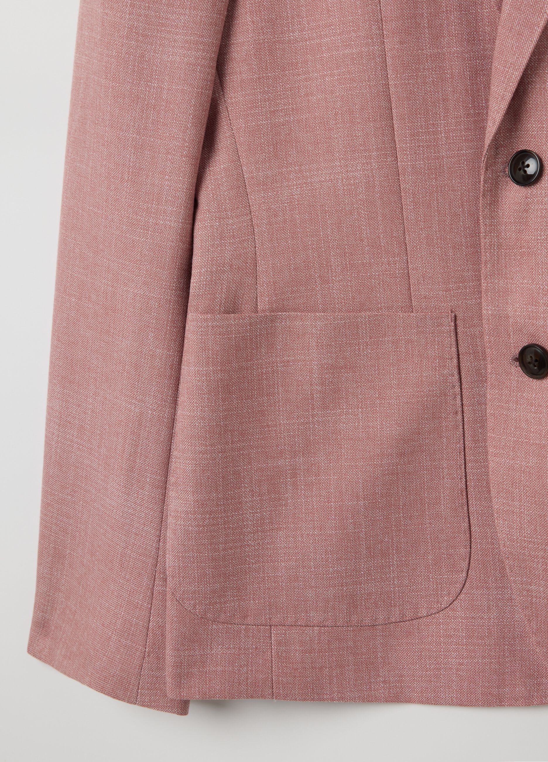 Pink slim-fit single-breasted blazer