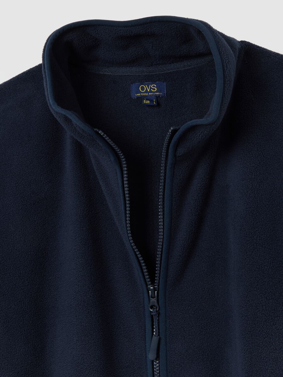 Regular Fit Blue Fleece Jacket with Zip_5
