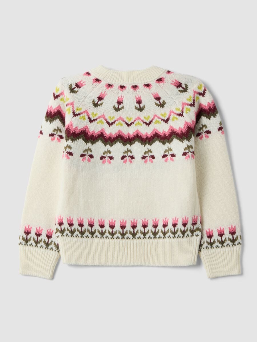 Maglione bianco girocollo jacquard regular fit_1