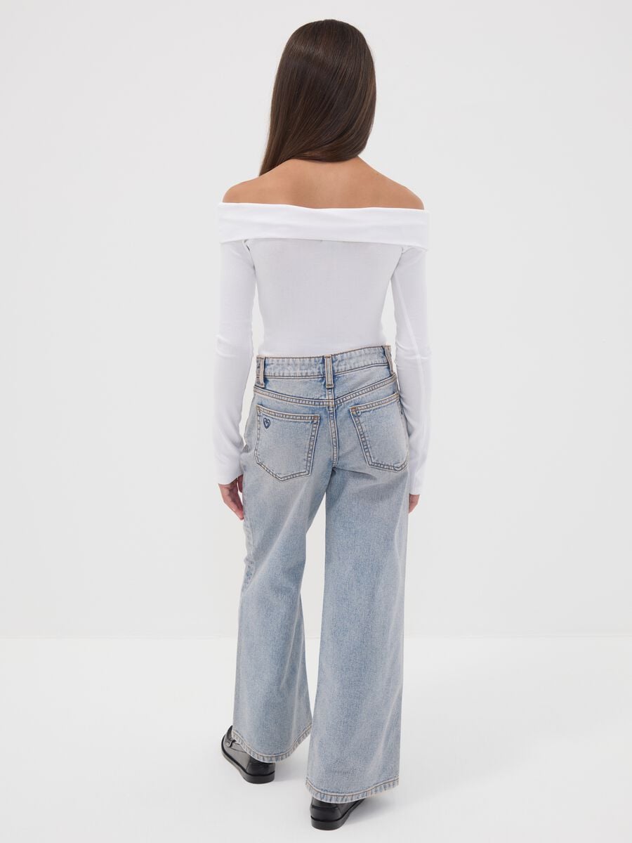 Jeans denim azzurri wide leg in puro cotone per ragazza_1