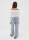 Light blue wide-leg denim jeans in pure cotton for girls_1