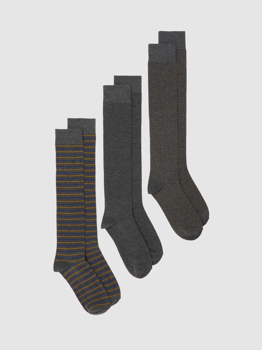 Tripack multicoloured striped long cotton socks_0