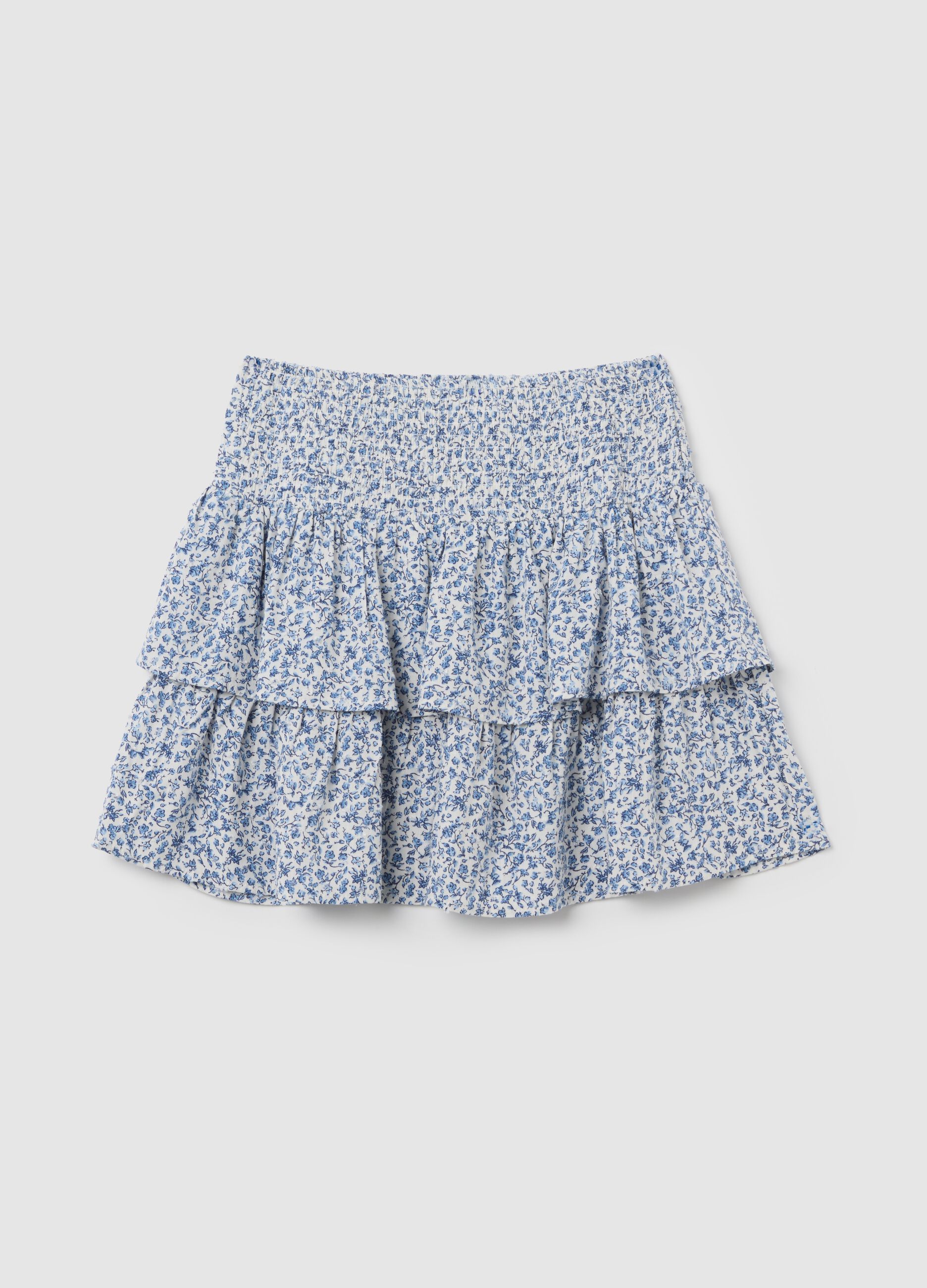 Gonna mini da donna in puro viscosa multicolor regular fit con balze
