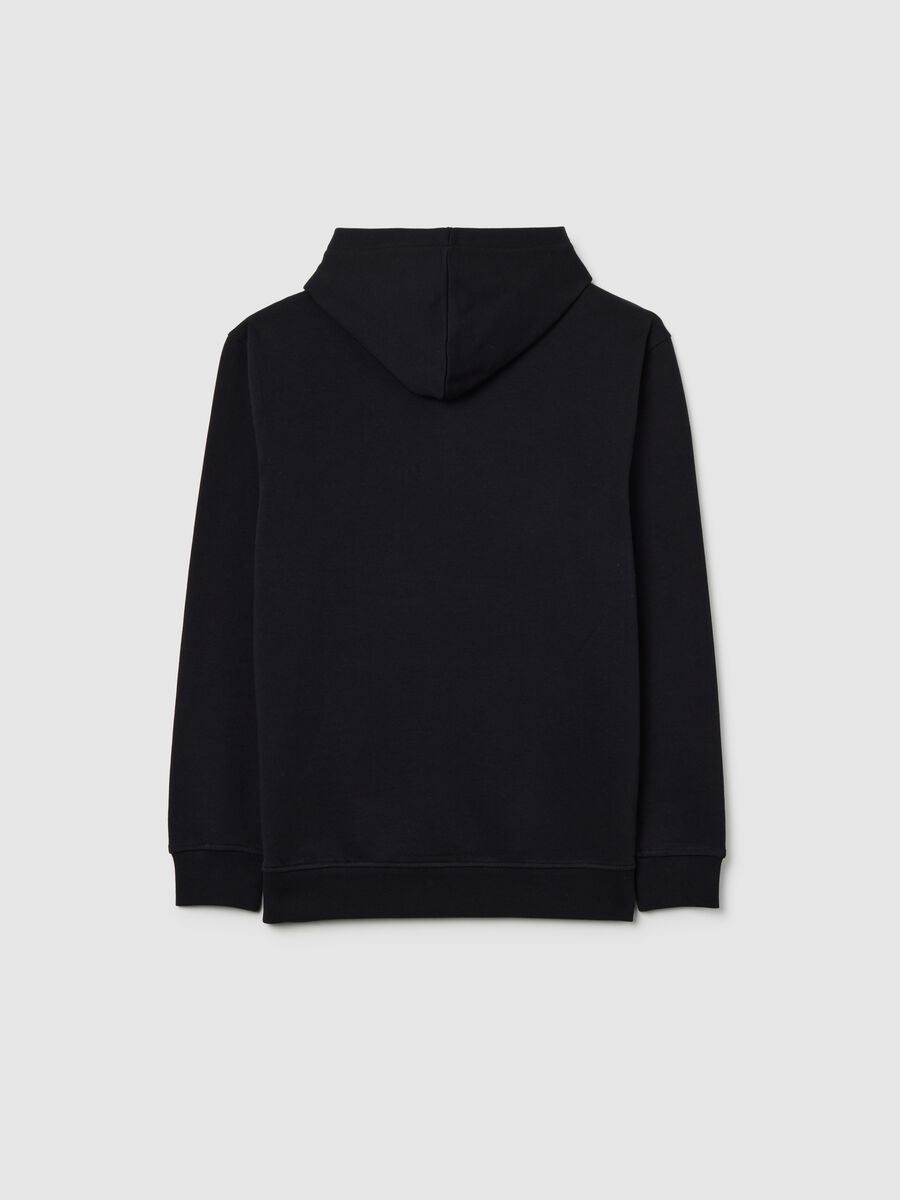 Felpa da ragazzo in puro cotone nero con cappuccio_4