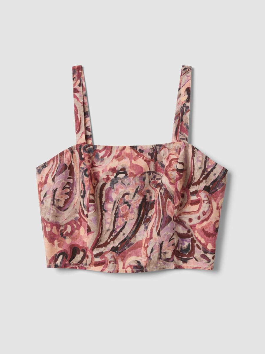 Top crop multicolor in misto cotone e lino_4