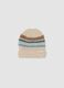 Cappello beige in maglia a righe con risvolto_0