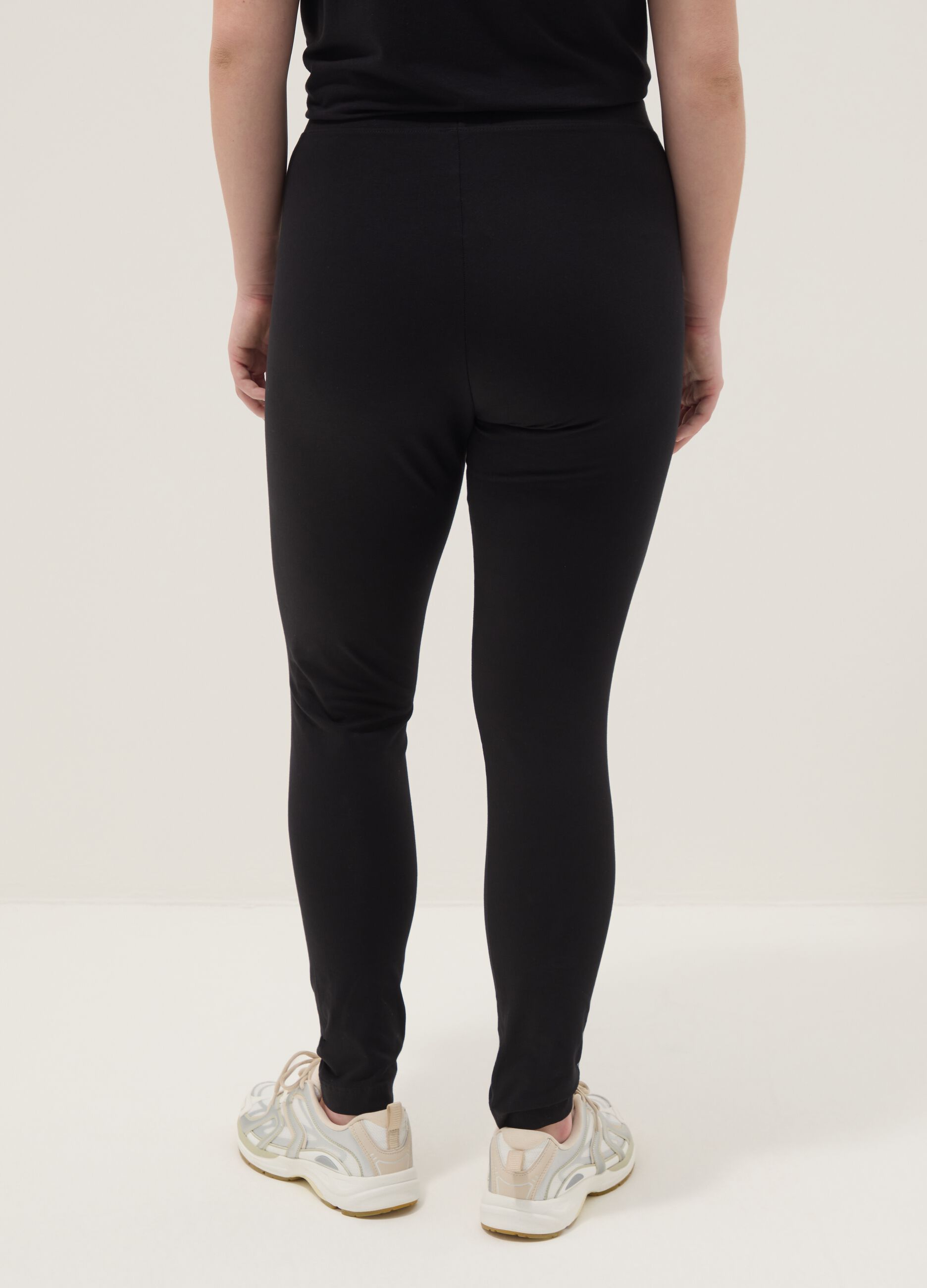 Leggings skinny fit neri in cotone elasticizzato
