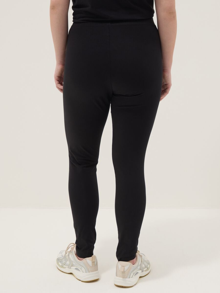 Leggings skinny fit neri in cotone elasticizzato_2