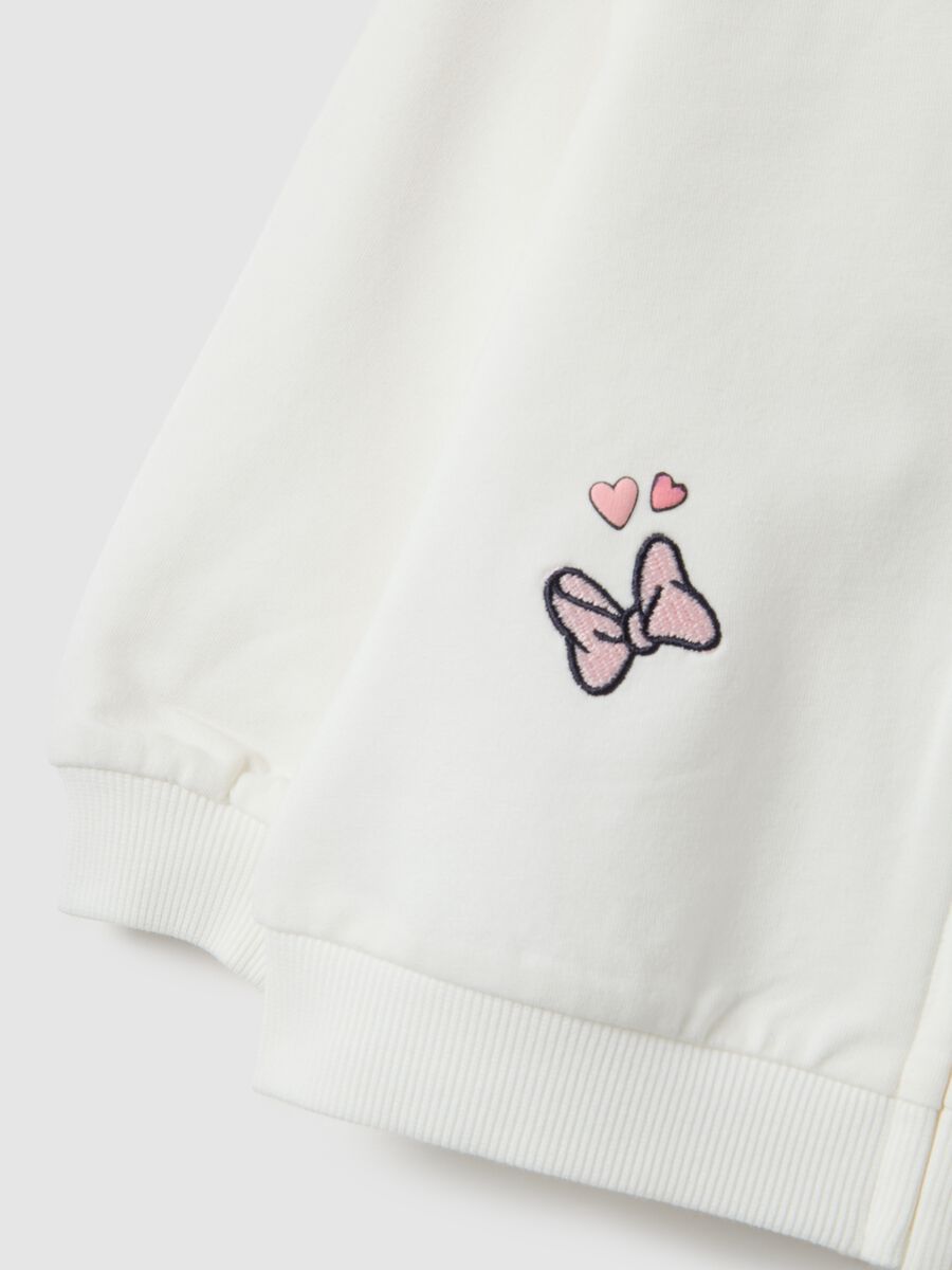 Girls' white hooded sweatshirt in regular fit cotton blend_3