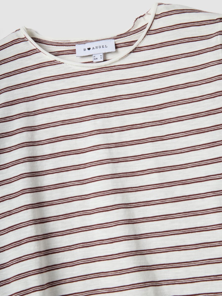 Multicoloured striped pure cotton short-sleeved T-shirt, regular fit_5