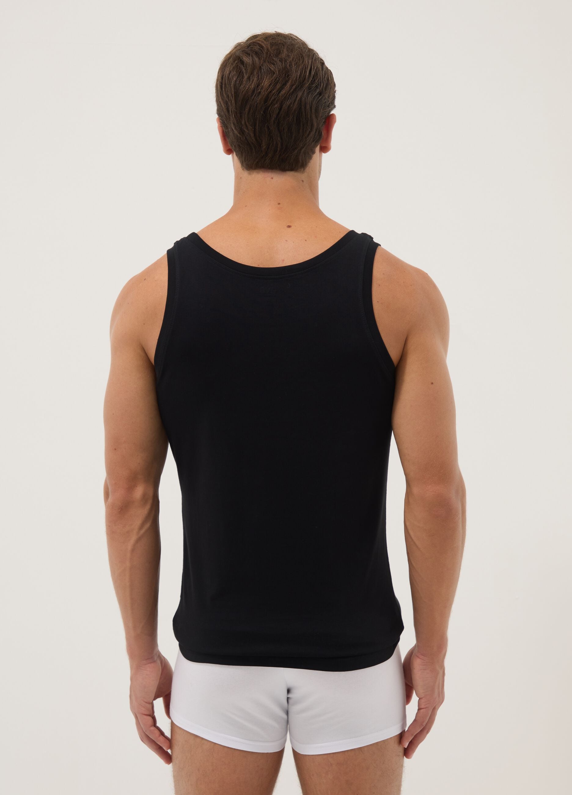 Black Supima cotton vest top, regular fit