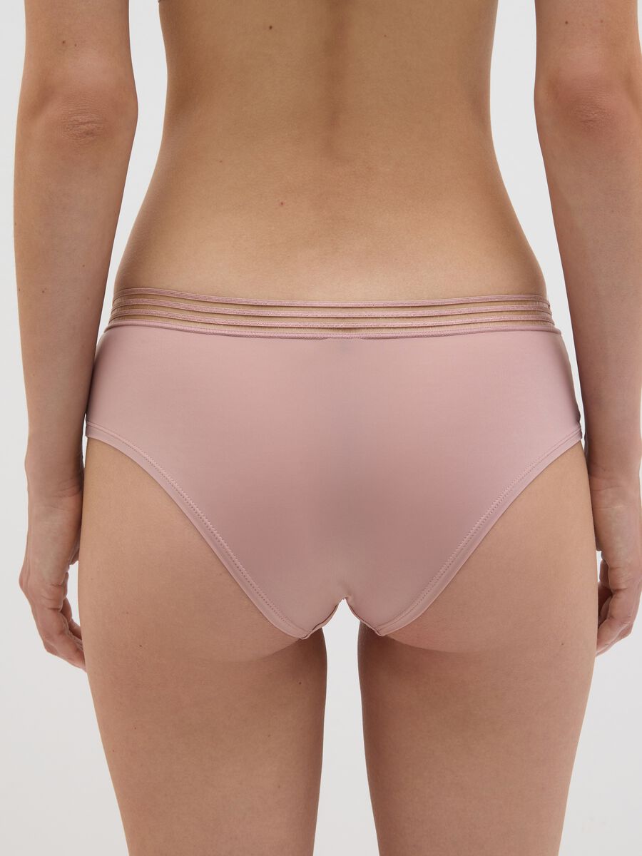 Microfibre French knickers with striped elastic_3