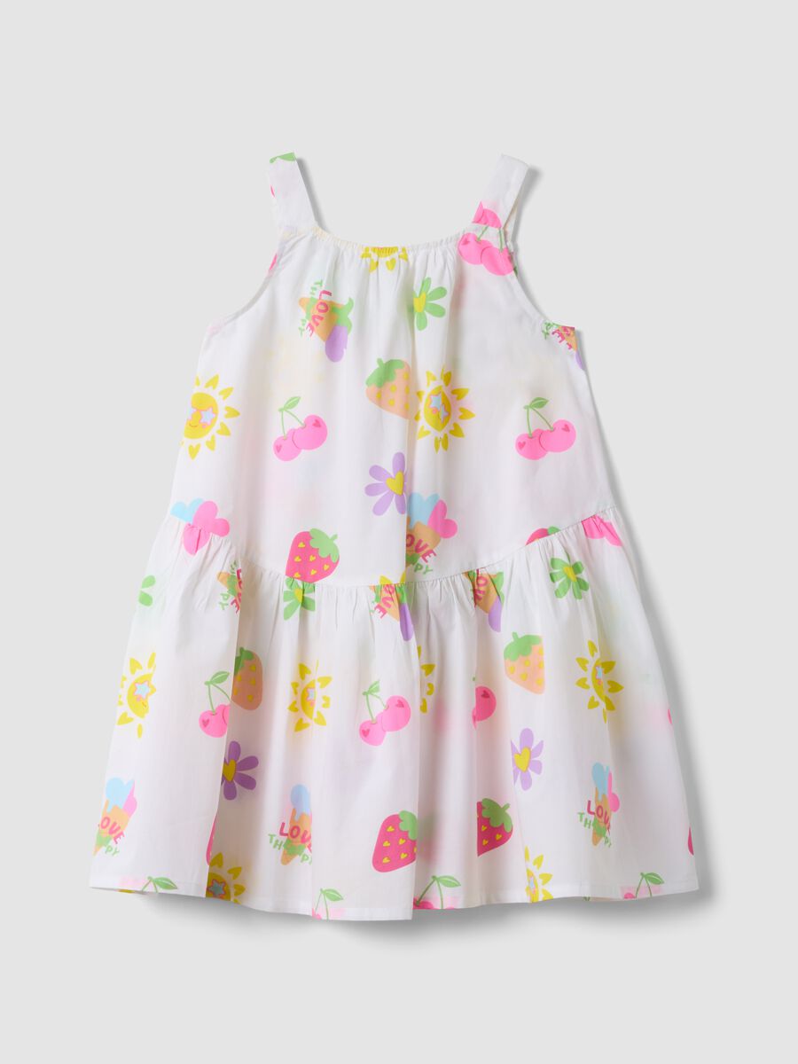 White pure cotton dress with all-over print_0