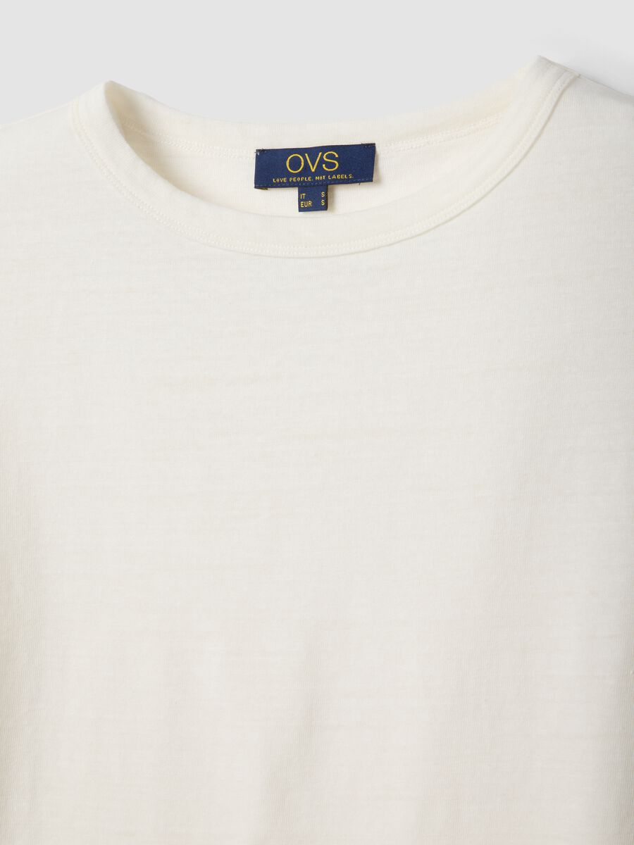 White cotton and linen blend short-sleeve T-shirt, regular fit_5