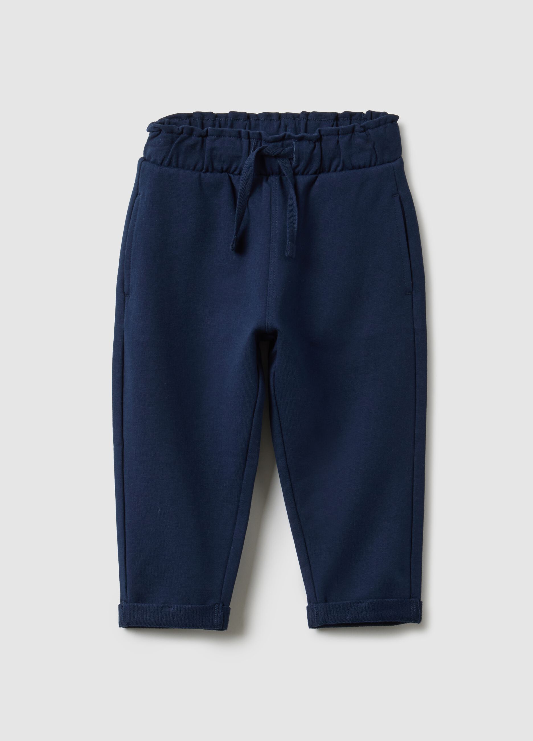 Blue jogger trousers for girls in stretch cotton regular fit