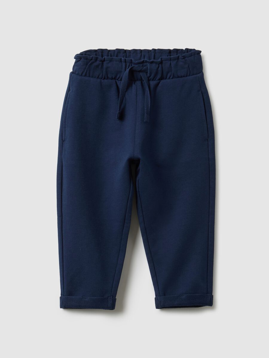 Blue jogger trousers for girls in stretch cotton regular fit_0