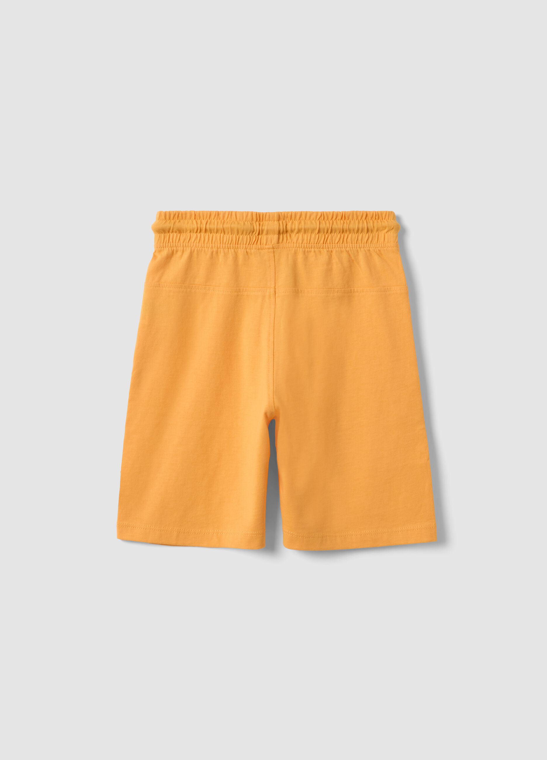 Orange organic cotton shorts with elasticated waistband