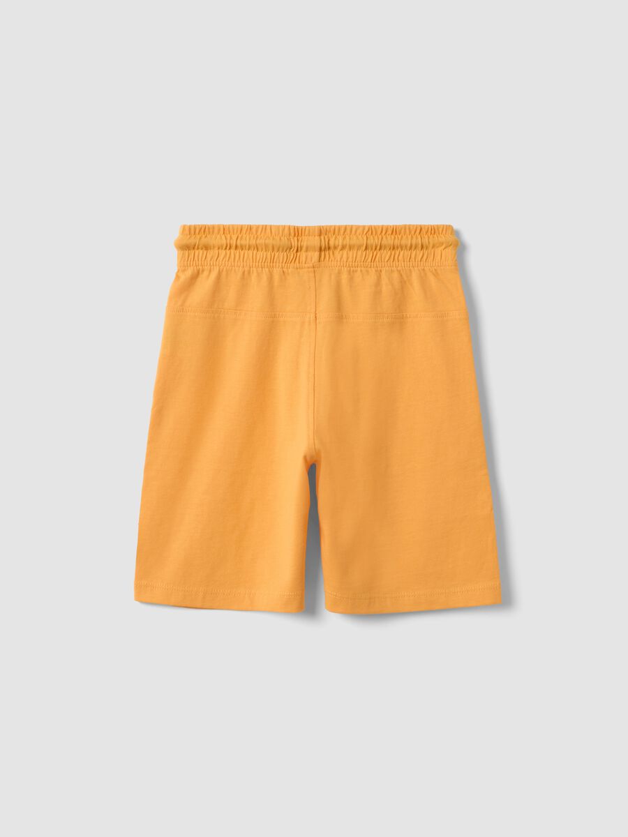 Orange organic cotton shorts with elasticated waistband_1