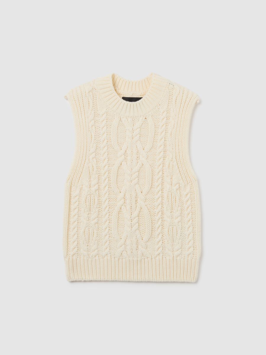 Gilet bianco lavorato a maglia_4