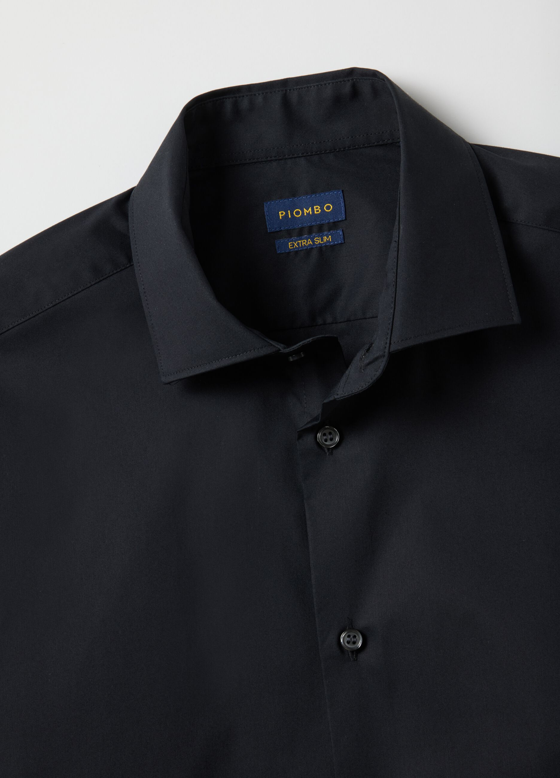 Camicia in cotone elasticizzato nera slim fit