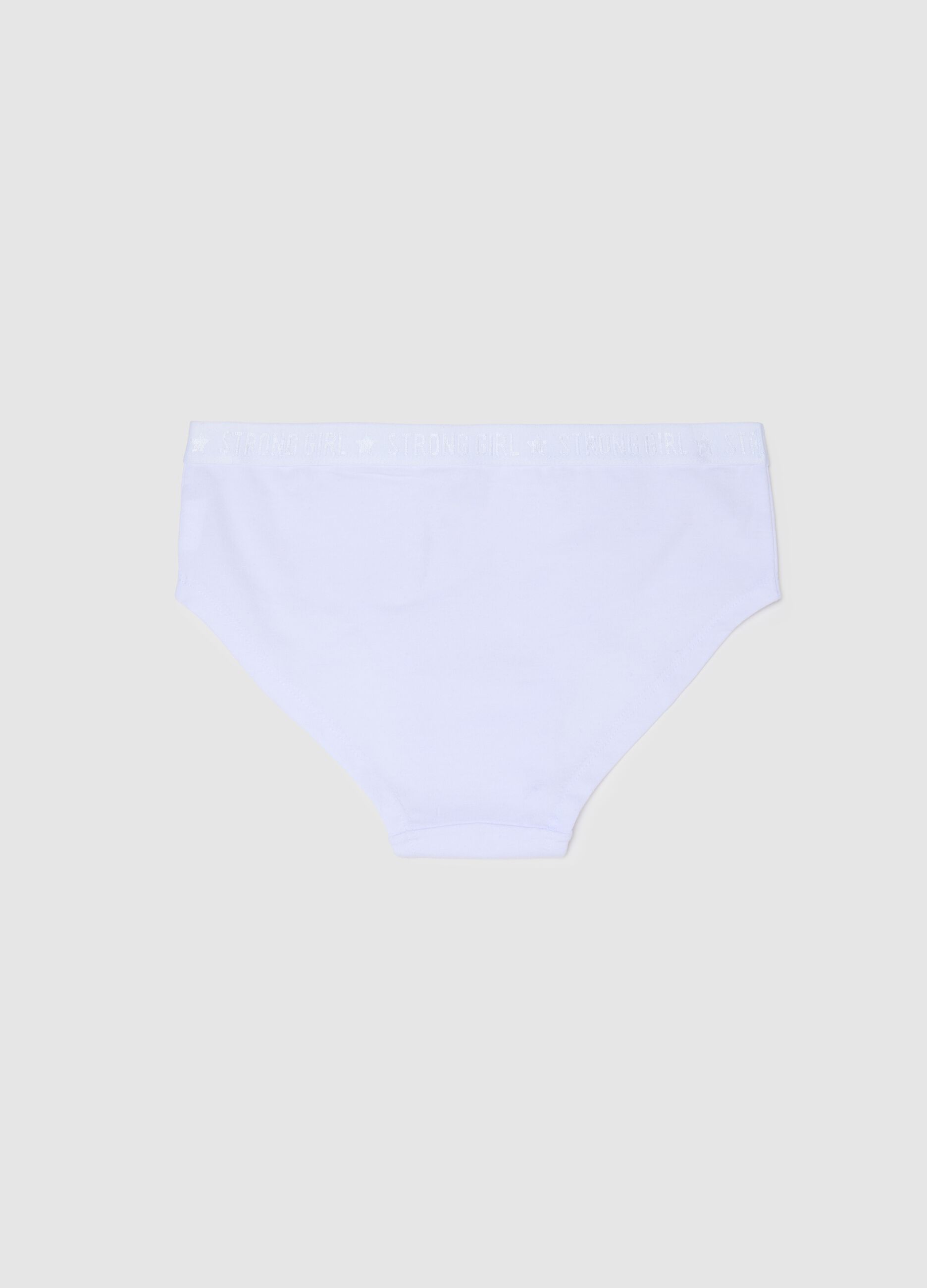 Girls' White Cotton Regular Fit Knickers