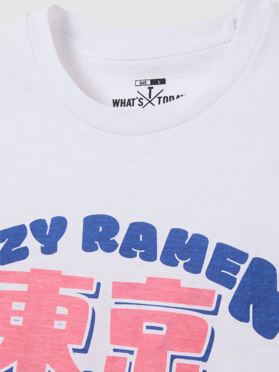 White Cotton Lazy Ramen T-Shirt_5