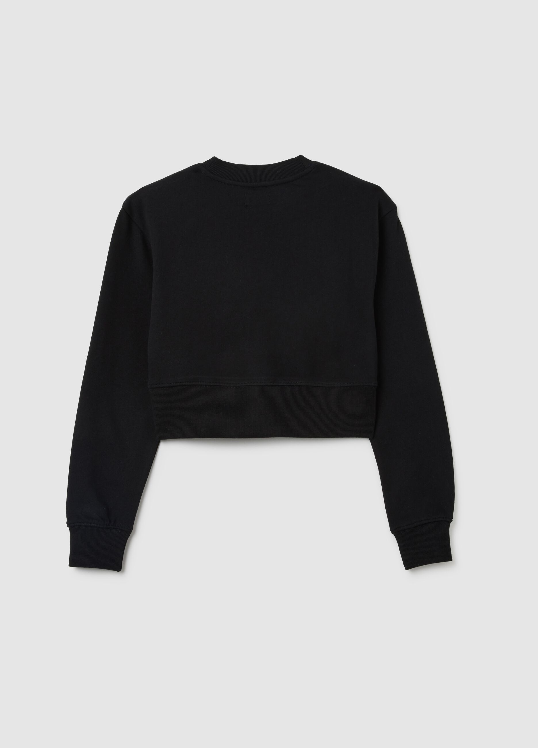 Girls' black regular fit pure cotton sweatshirt
