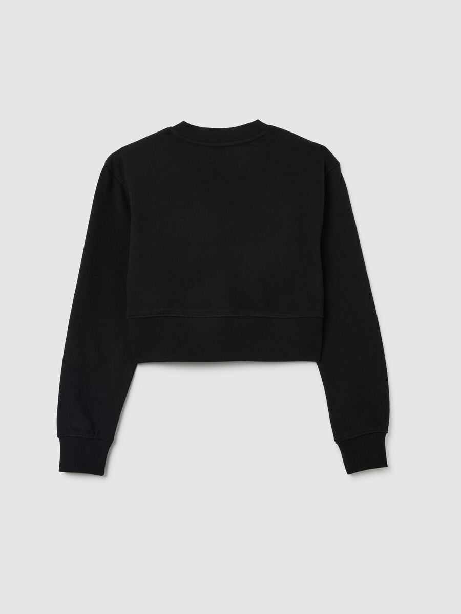 Felpa da ragazze in puro cotone nera regular fit_4