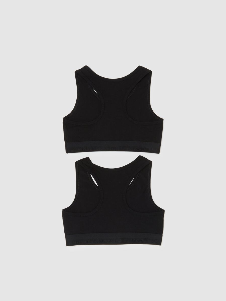 Set of girls' sporty tops in black stretch cotton_1