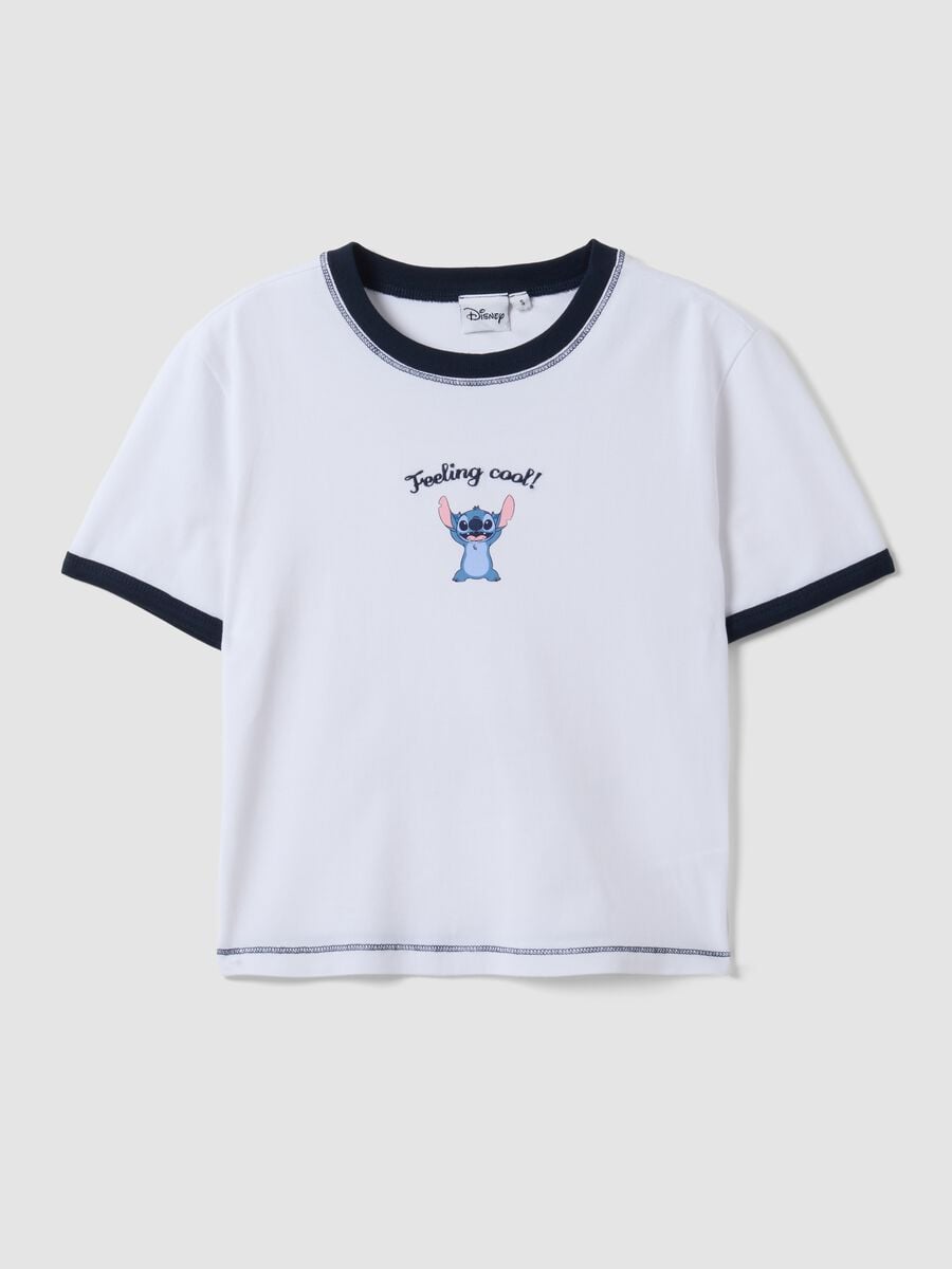 White stretch cotton T-shirt with Stitch print, regular fit_4