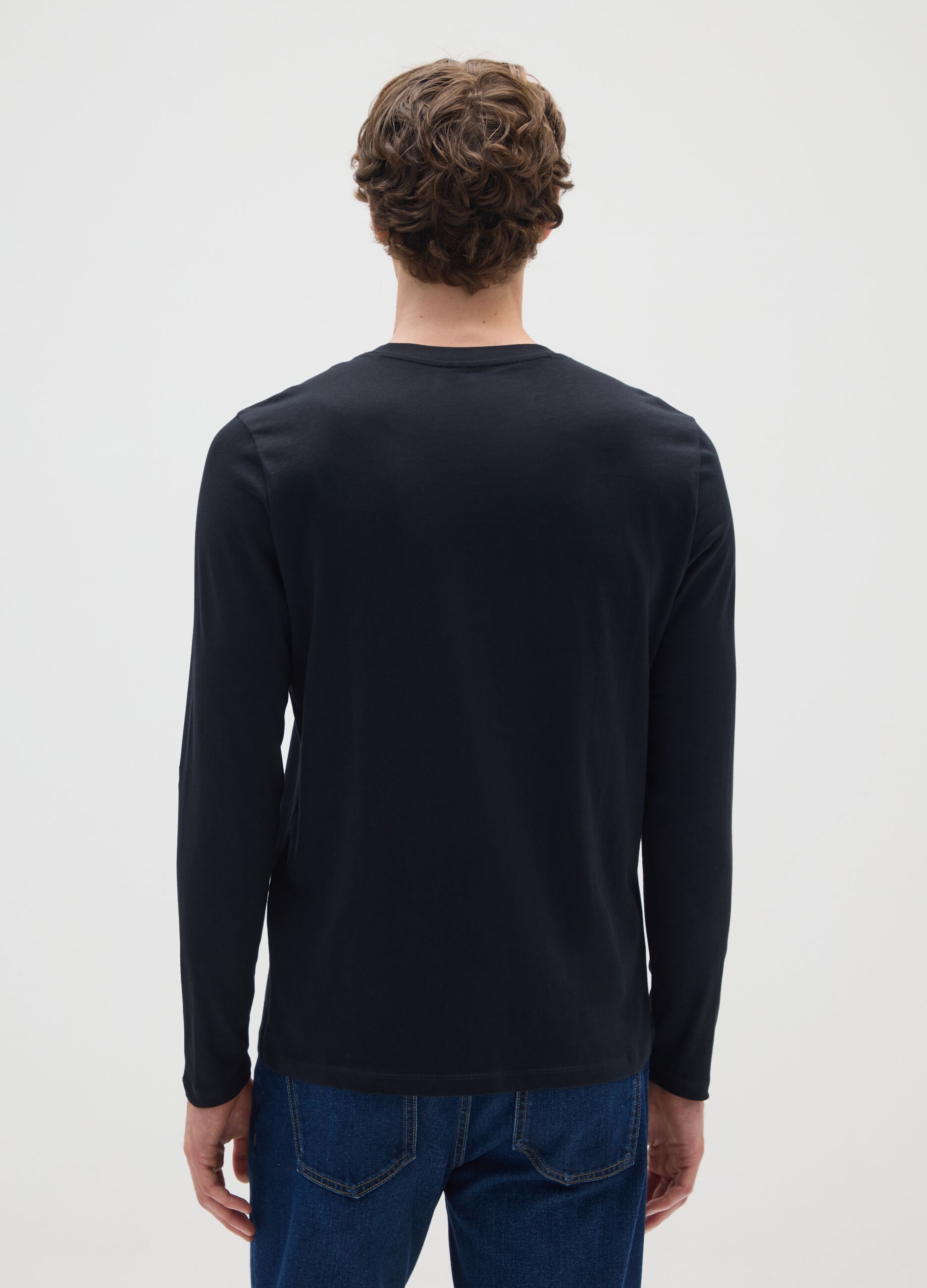 Black long sleeve pure cotton T-shirt