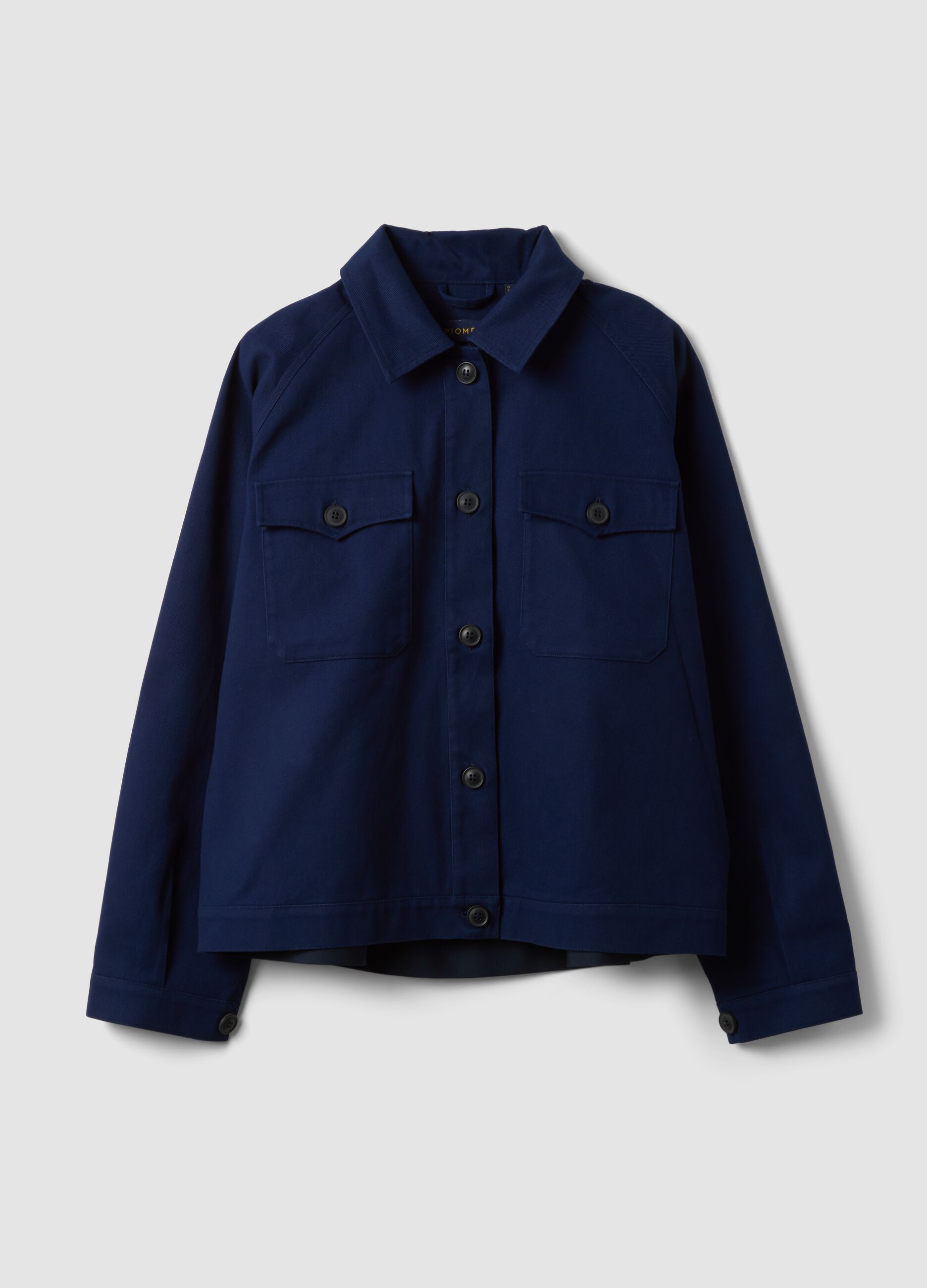 Blue pure cotton regular-fit shacket