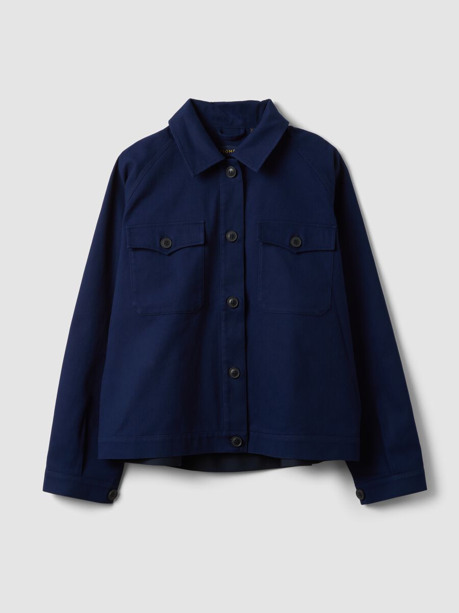 Blue pure cotton regular-fit shacket_0