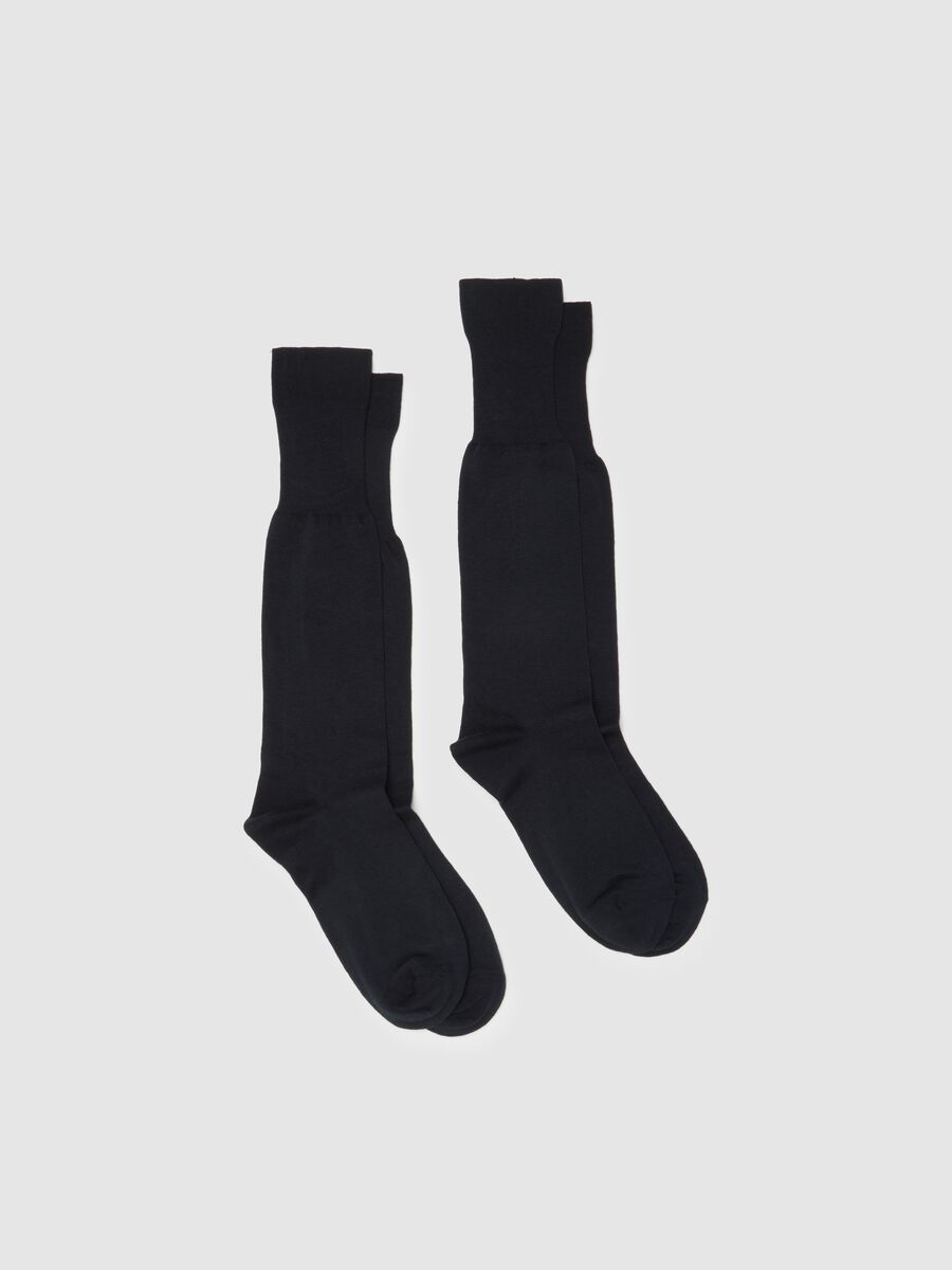 Two-pack of long blue cotton socks_0