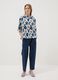 Maglia blu in cotone elasticizzato con stampa floreale_1