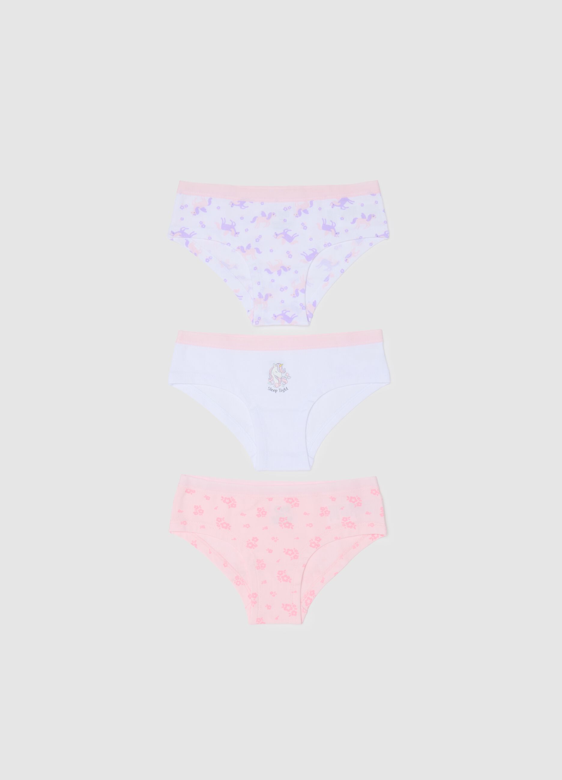 Set of girl's cotton multicoloured regular fit slip tripack