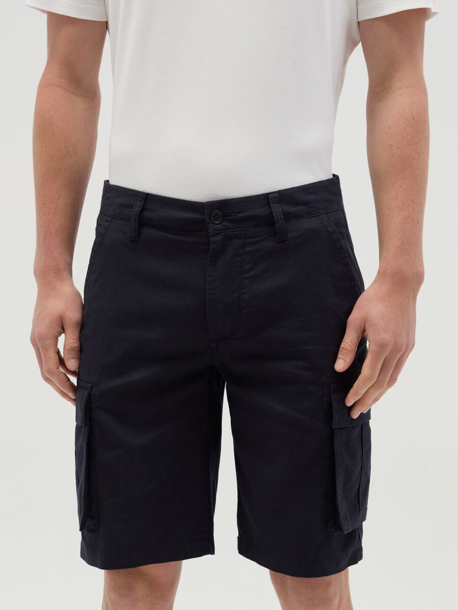 Stretch cotton cargo Bermuda shorts_1