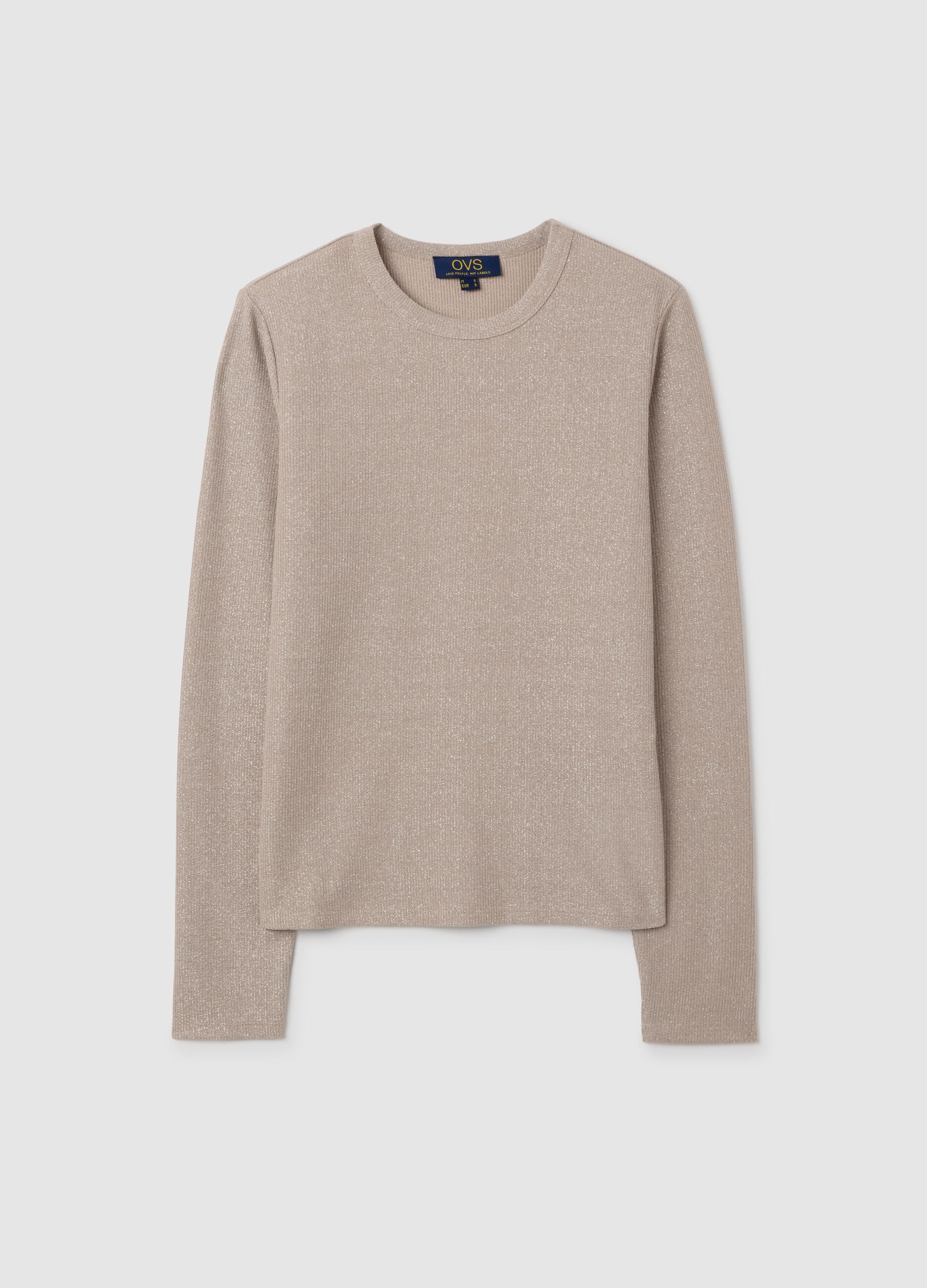 Beige long-sleeve stretch top
