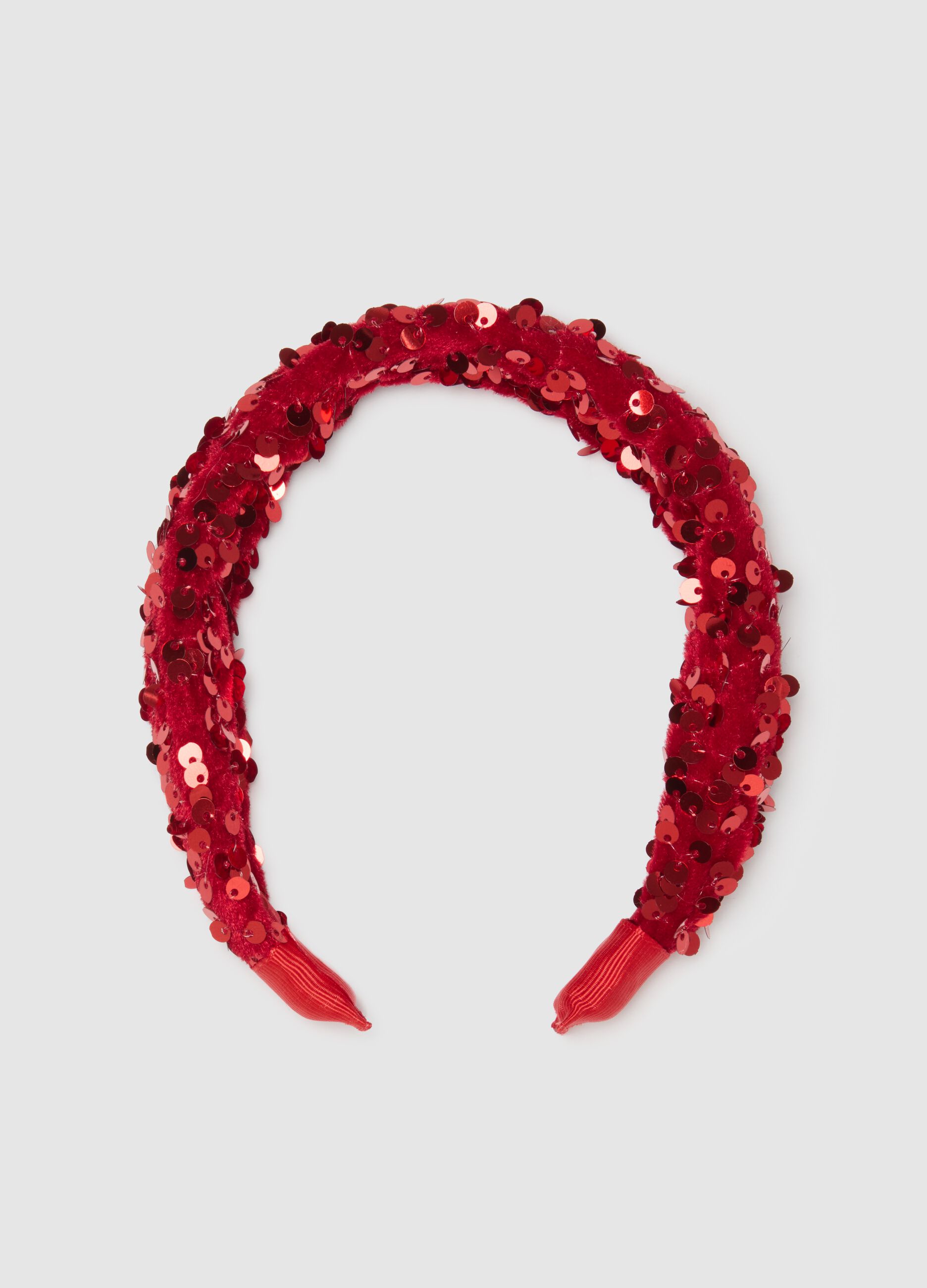 Red girl's headband with sequins
