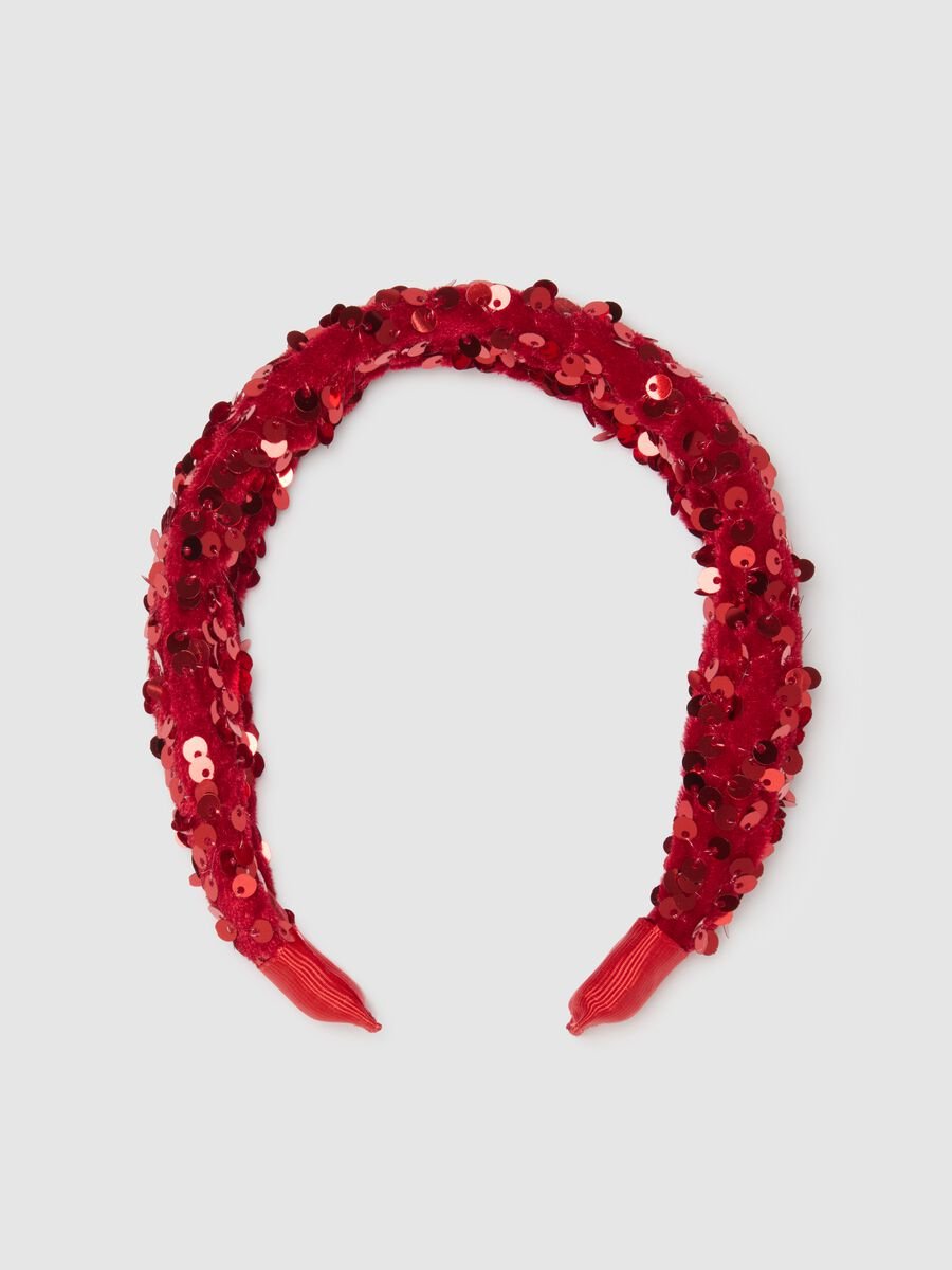 Cerchietto rosso da bambina con paillettes_0