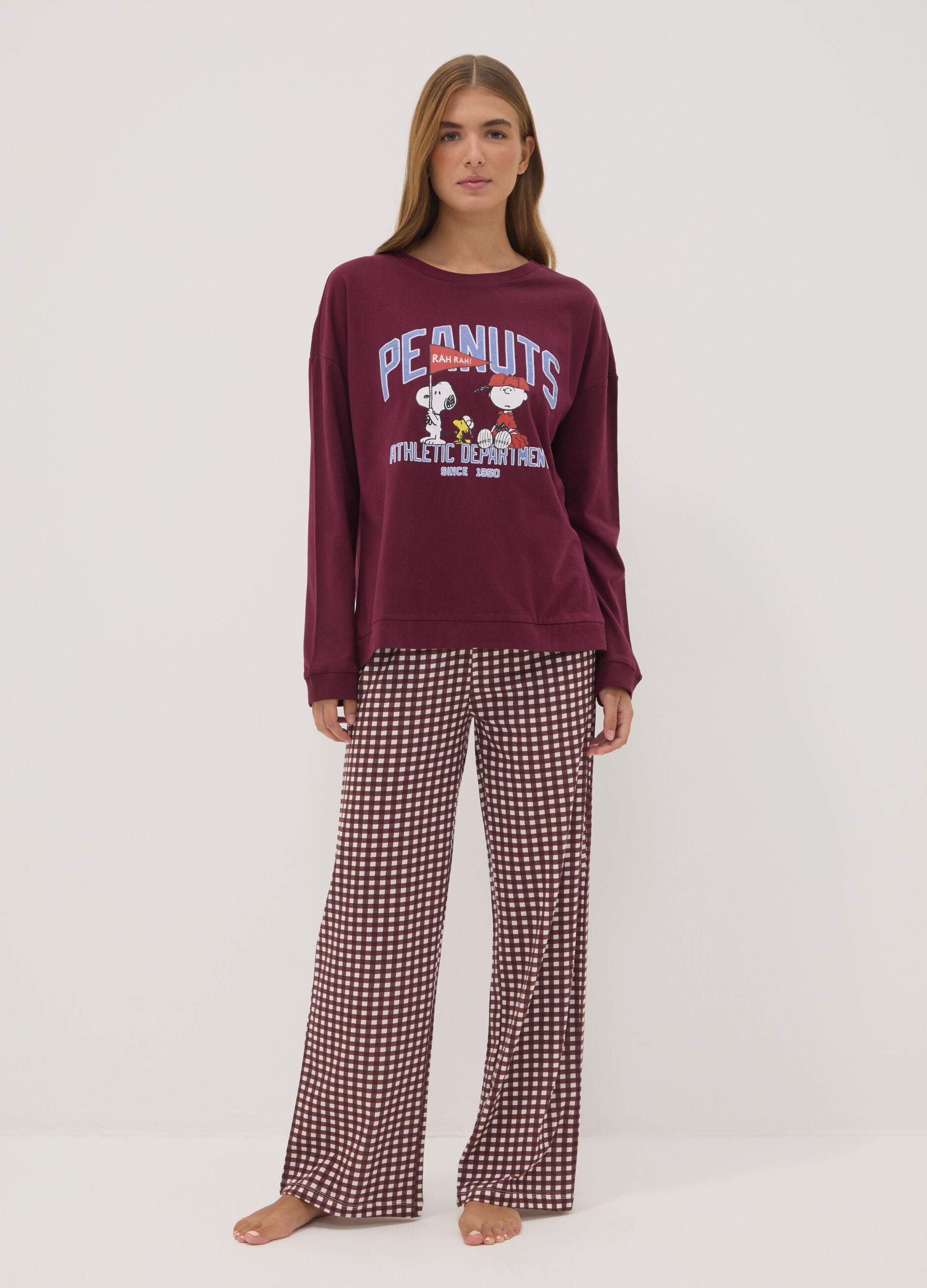 Purple pure cotton Peanuts print pyjama top